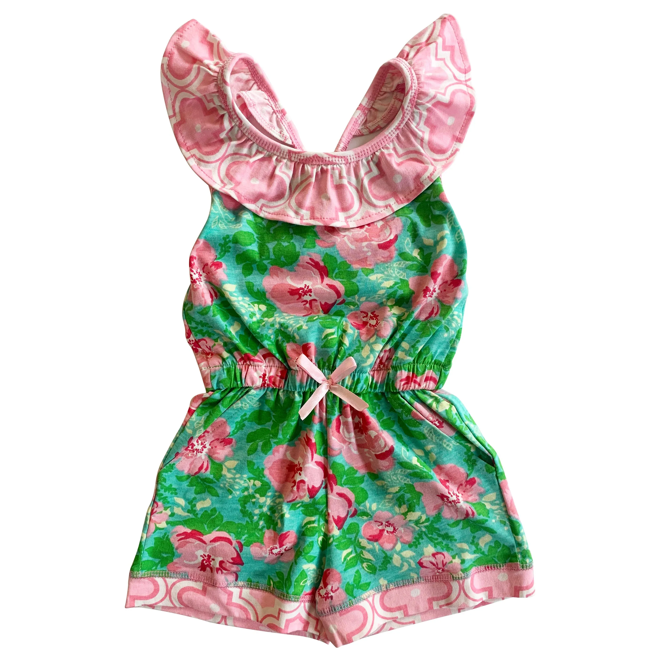 Girls Jumpsuit Shabby Chic Floral Spring Summer Romper