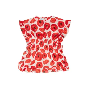 GIRL'S KAFTAN RUFFLED POPPY
