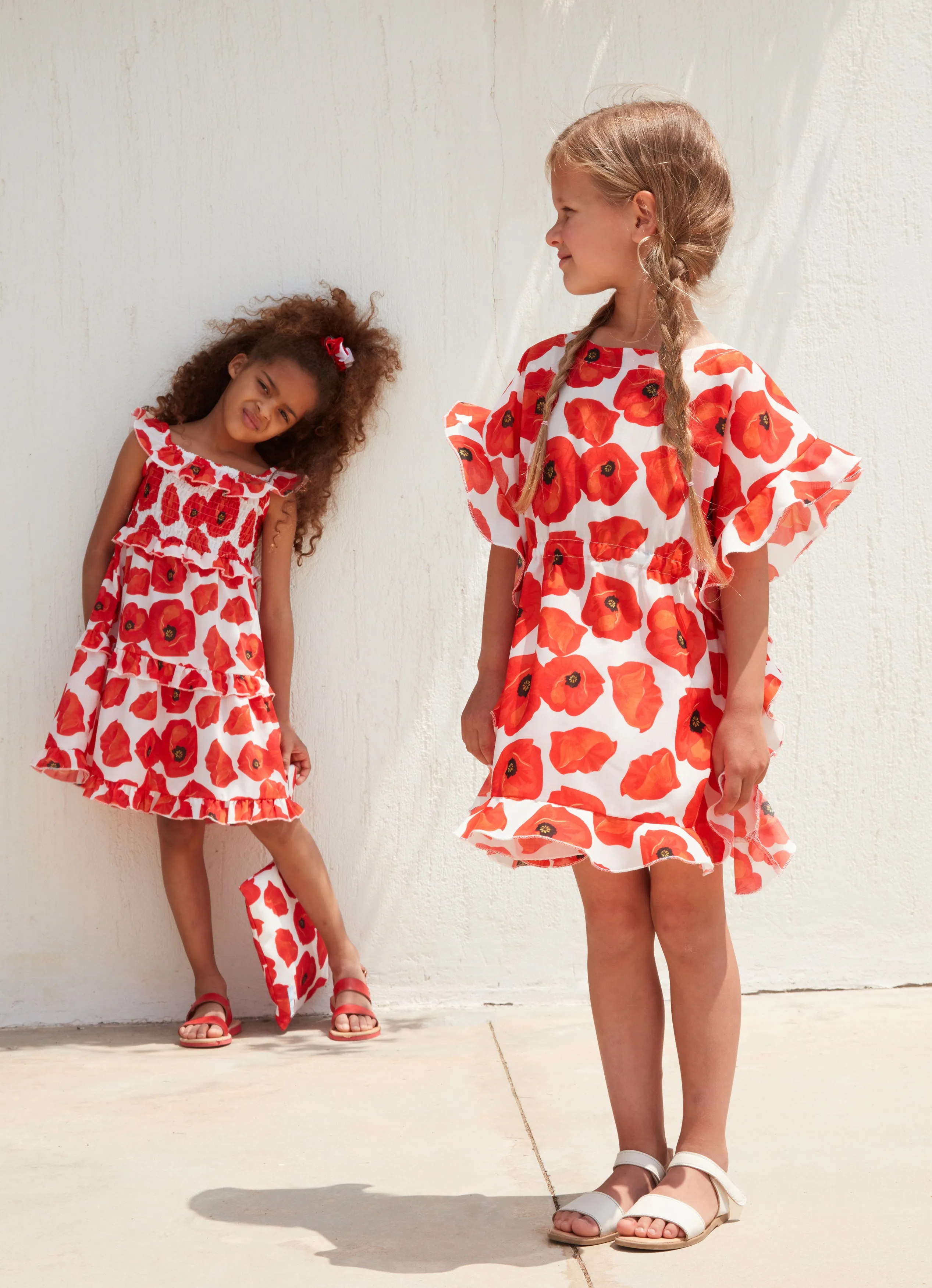 GIRL'S KAFTAN RUFFLED POPPY
