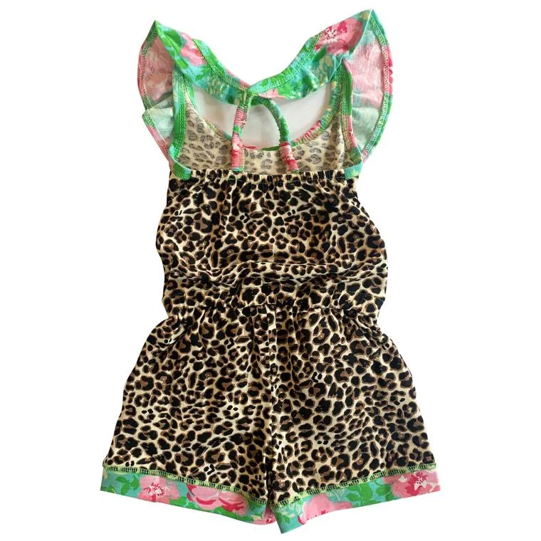 Girls Leopard Floral Romper