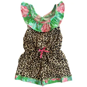 Girls Leopard Floral Romper
