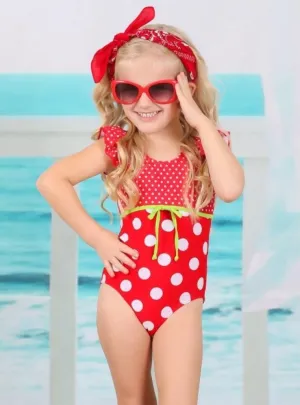 Girls Let's Connect the Dots Together One Piece Swimsuit