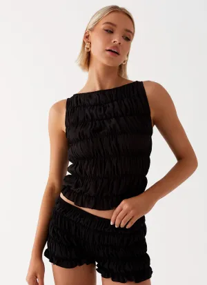 Girls Like Us Ruched Mini Shorts - Black Hygienic Antimicrobial Finish Functional Stretch Girls Like Us Ruched Mini Shorts - Black