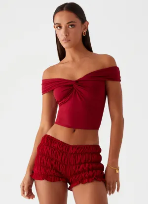 SmoothZipClosure Girls Like Us Ruched Mini Shorts - Maroon