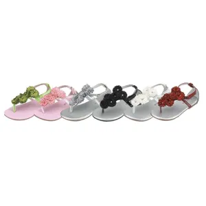 Girls Multi Color Flower Array T-Strap Summer Sandals 7 Toddler-4 Kids