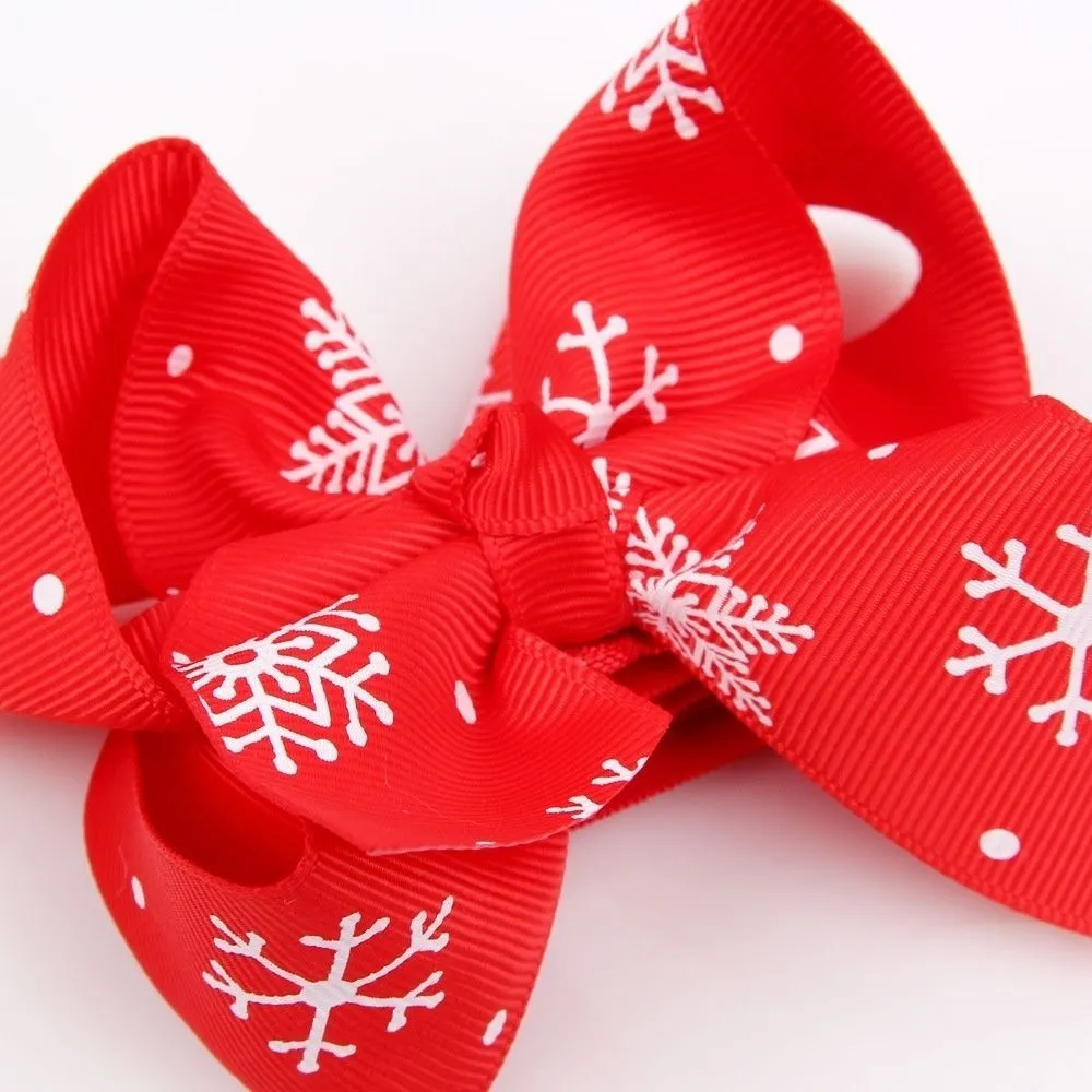 Girls Red Christmas Bow Headband With Rhinestone