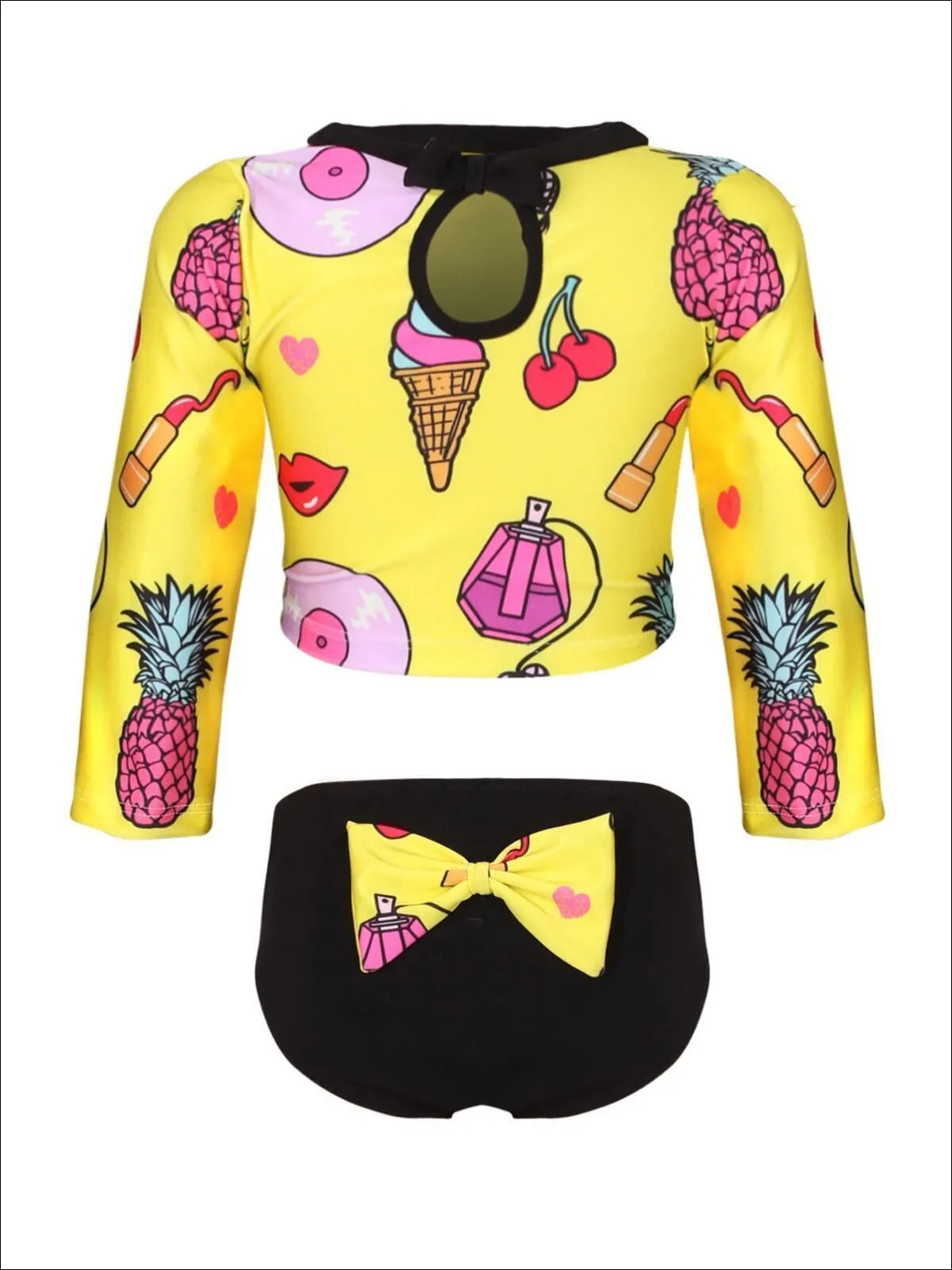Girls Rockin' Retro Rash Guard Two Piece Swimsuit