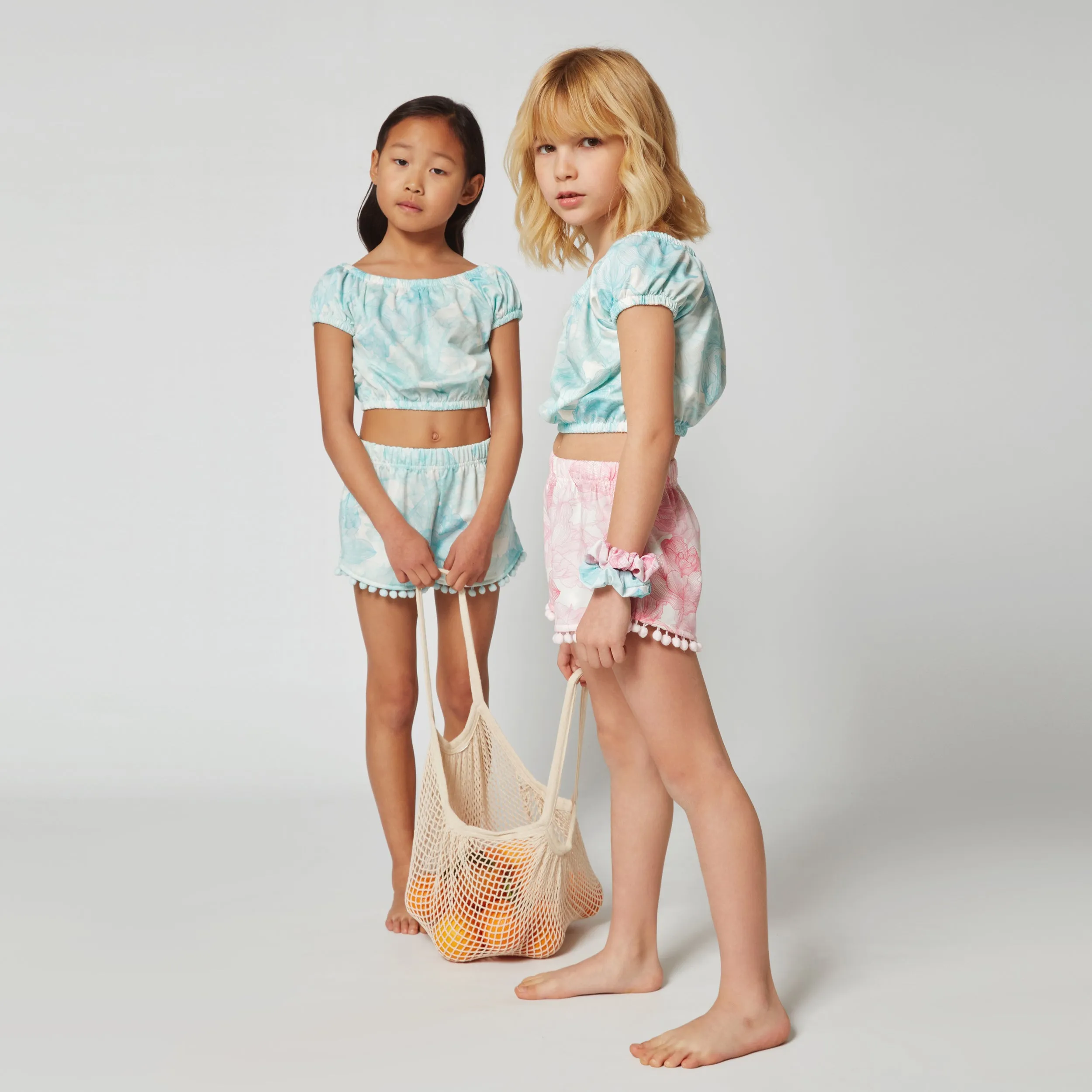 GIRL'S SHORTS FLOWERS MINT
