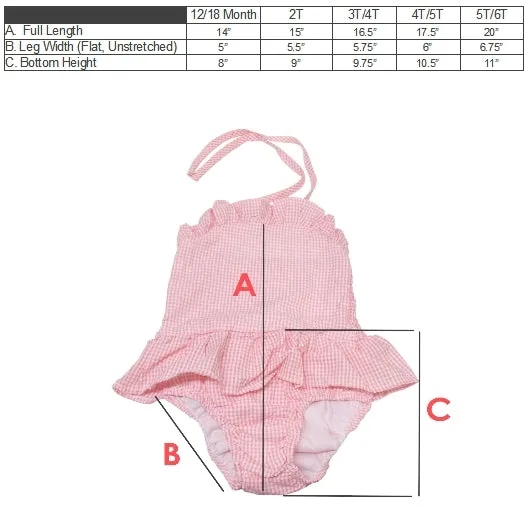 Girls Swimsuit - Gingham - 1 Piece