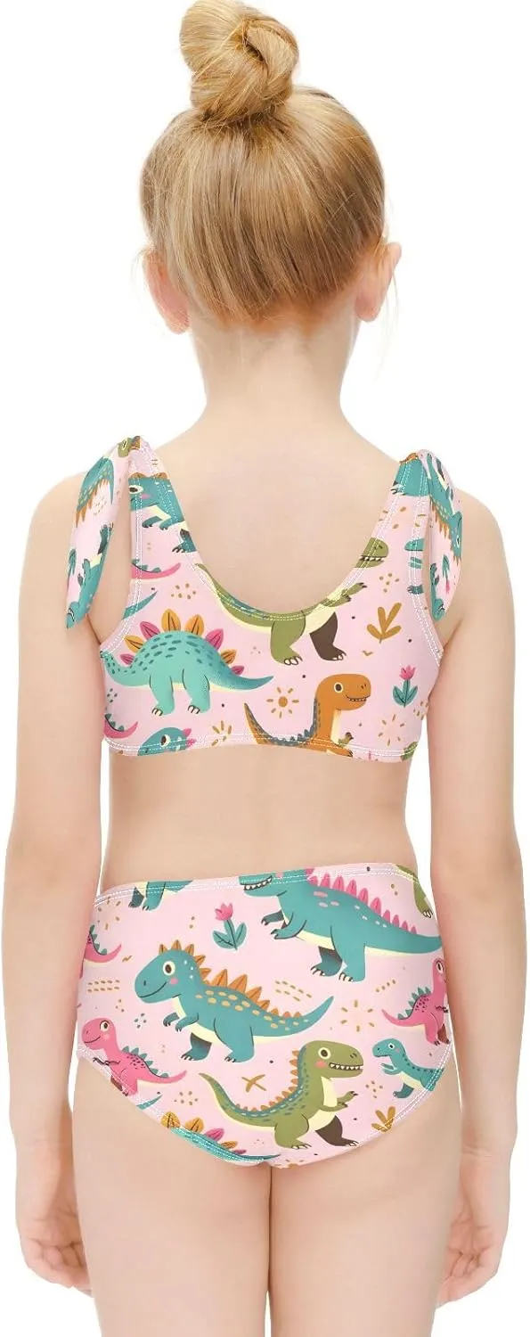 Girls Swimsuits Set 2pcs Smile Dog Bathing Bikini Suits Tie Tankini