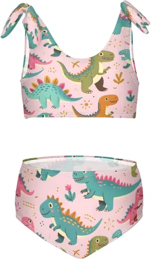 Girls Swimsuits Set 2pcs Smile Dog Bathing Bikini Suits Tie Tankini