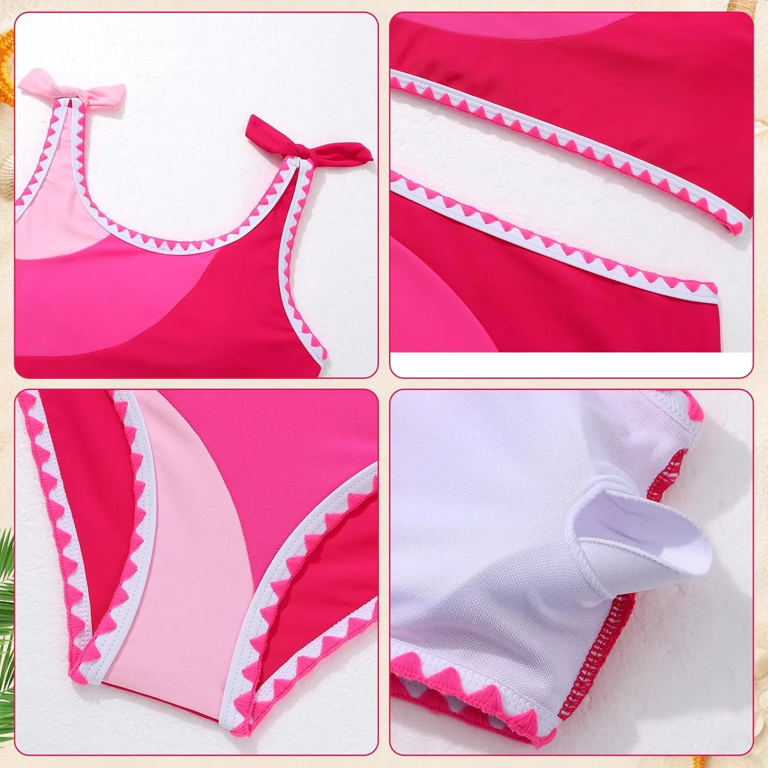 Girls Two Piece Swimsuits Color Block Bowknot Swimwear Summer Beach Bikini Set Little Girl Bathing Suit with Chest Pad 3-10T