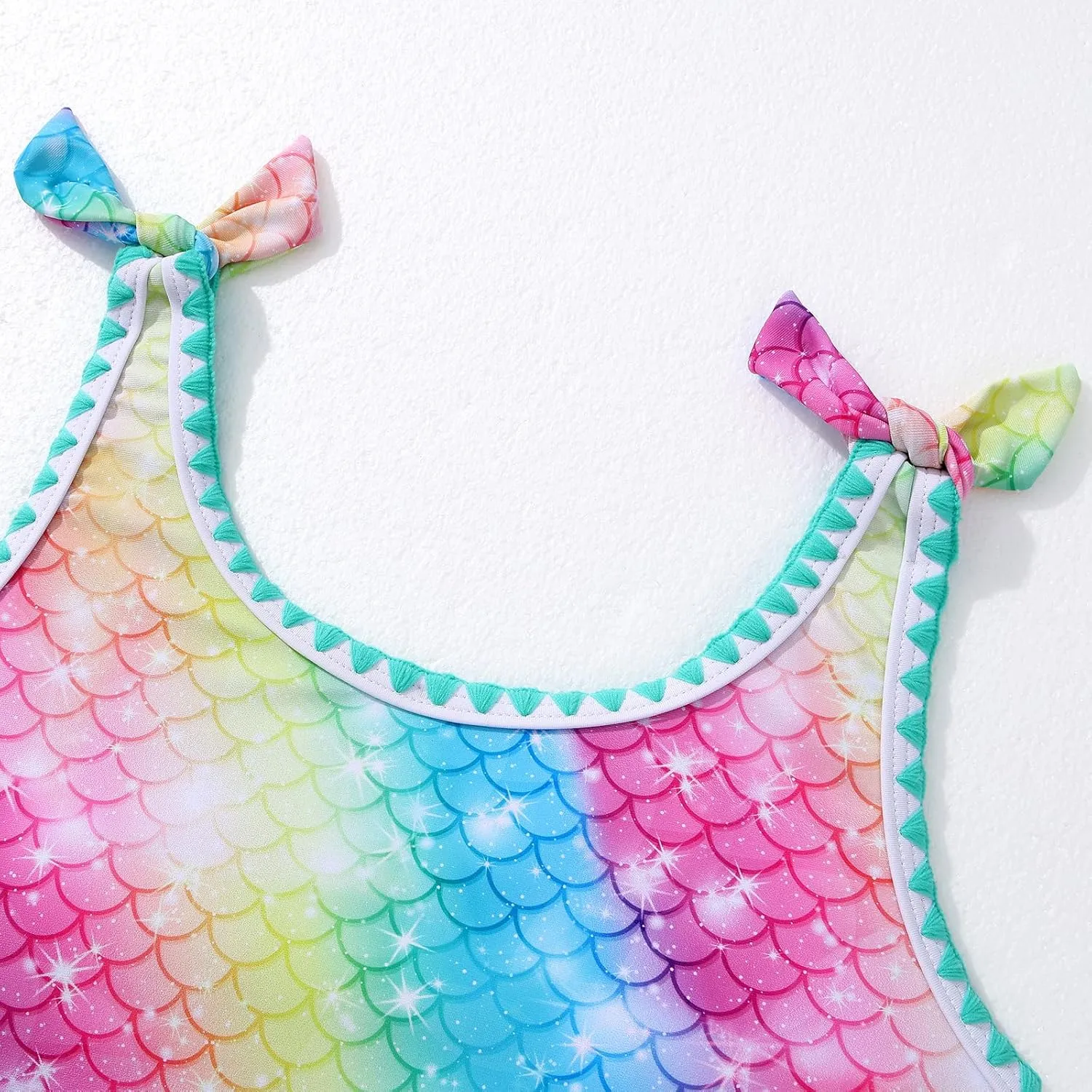 Girls Two Piece Swimsuits Color Block Bowknot Swimwear Summer Beach Bikini Set Little Girl Bathing Suit with Chest Pad 3-10T