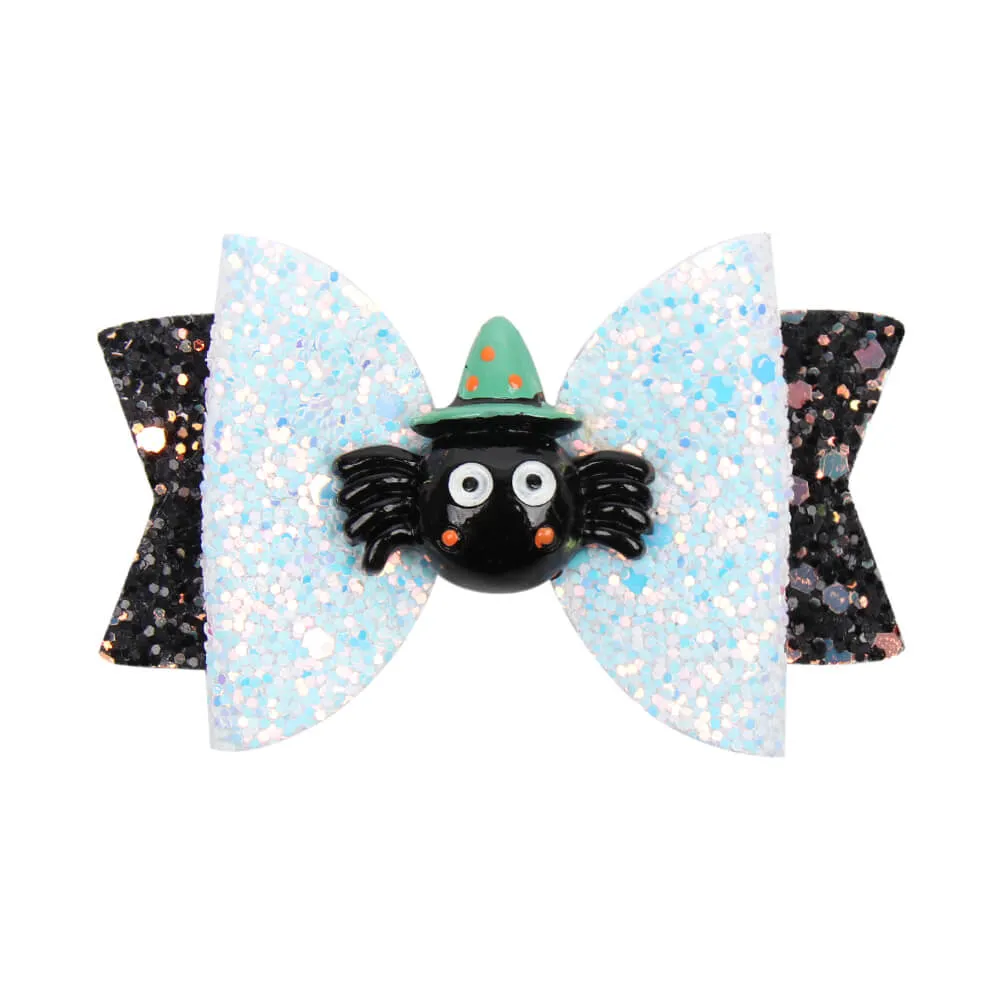 Glitter Layered Bow Halloween Hair Clips