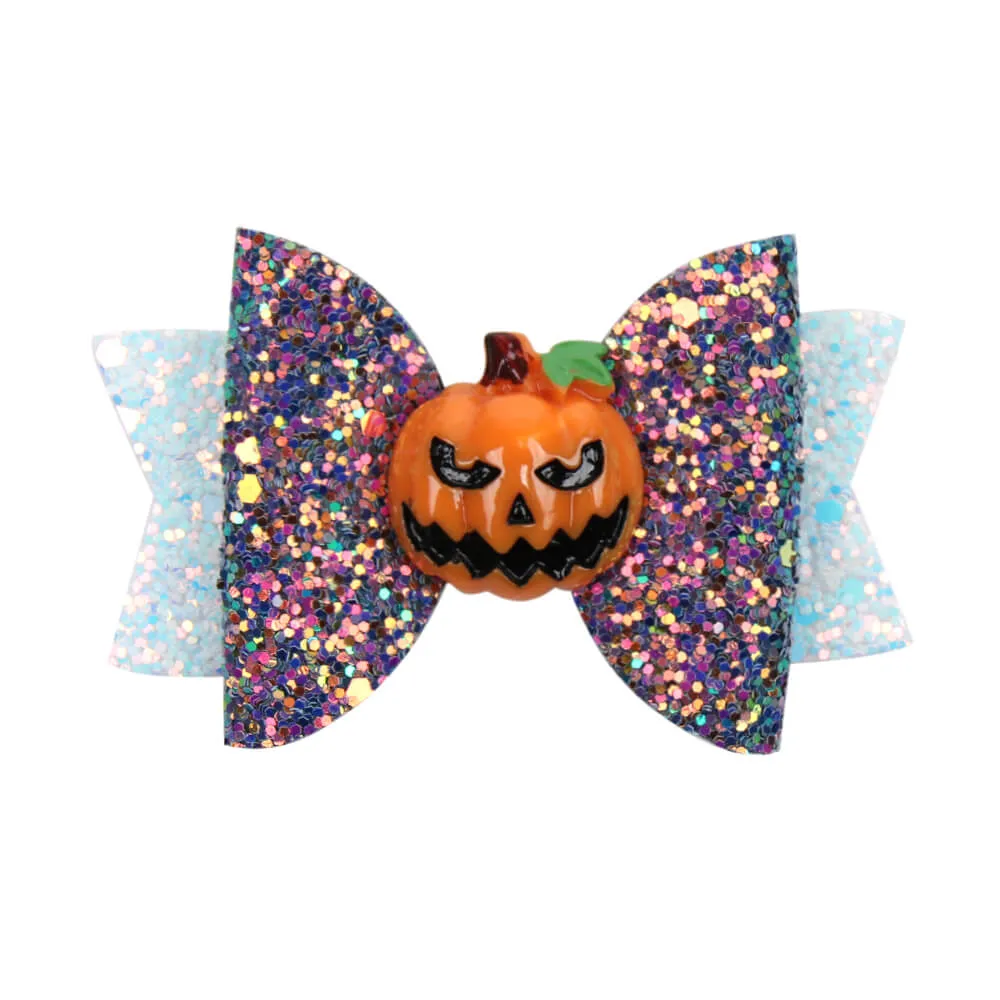 Glitter Layered Bow Halloween Hair Clips
