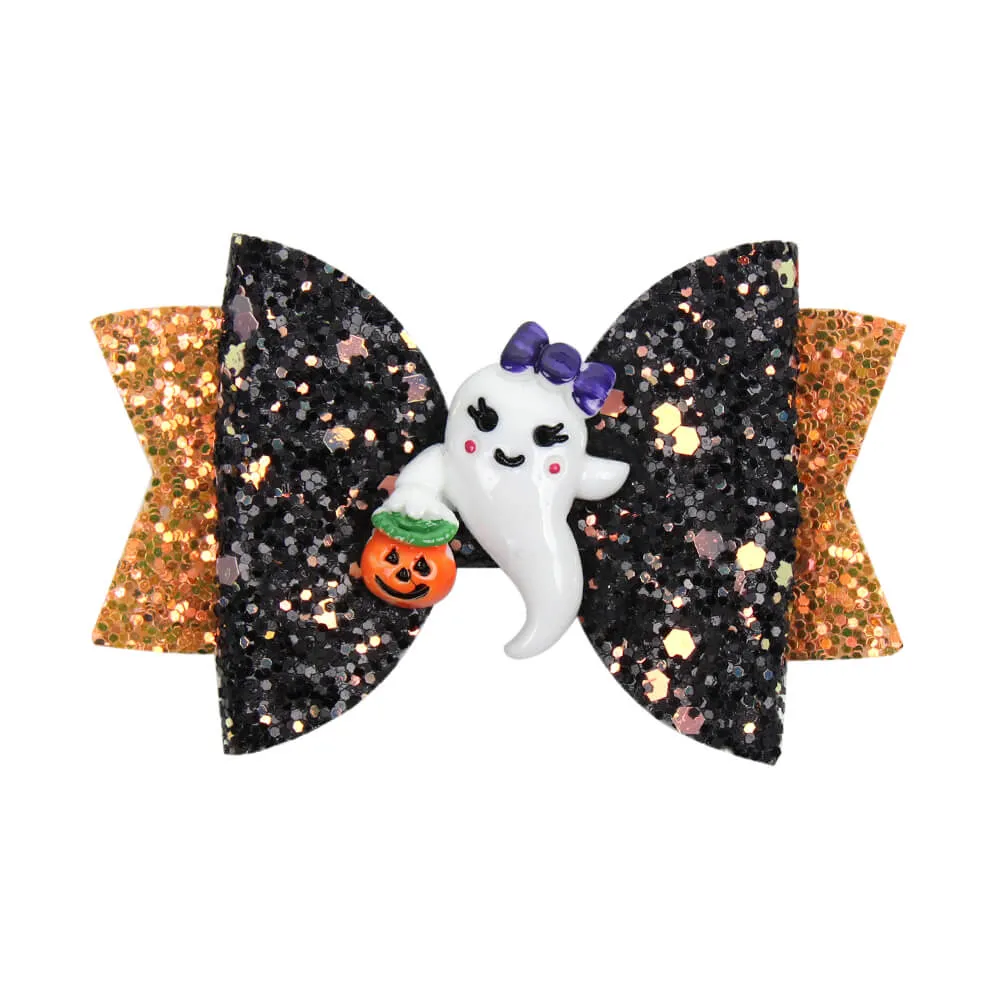 Glitter Layered Bow Halloween Hair Clips