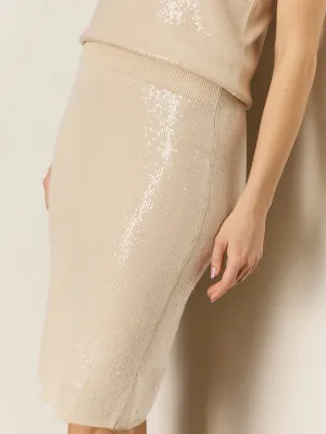 Godet Panels Sequin Pencil Skirt Sandstone Sequin Pencil Skirt Sandstone Outfit Flow
