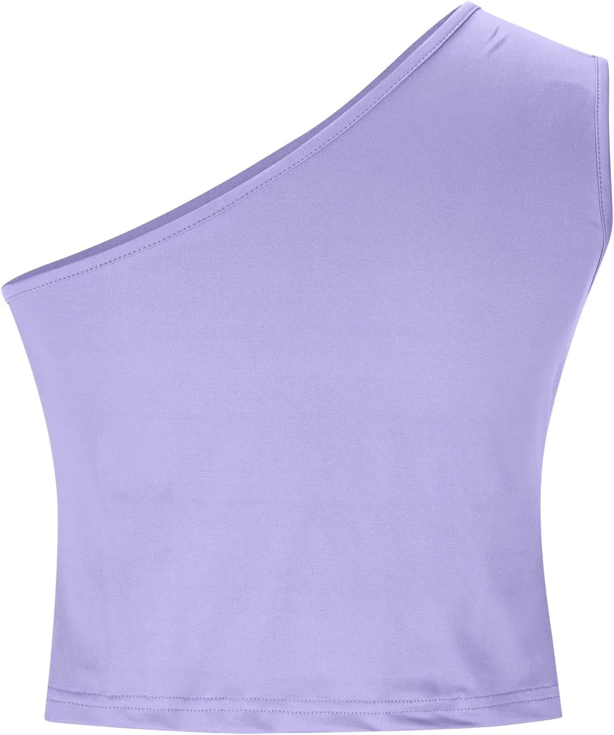 Going Out Tops for Women Sexy One Shoulder Double Lined Trendy Y2k Crop Tops Stretch Slim Fit Sleeveless Tank Top