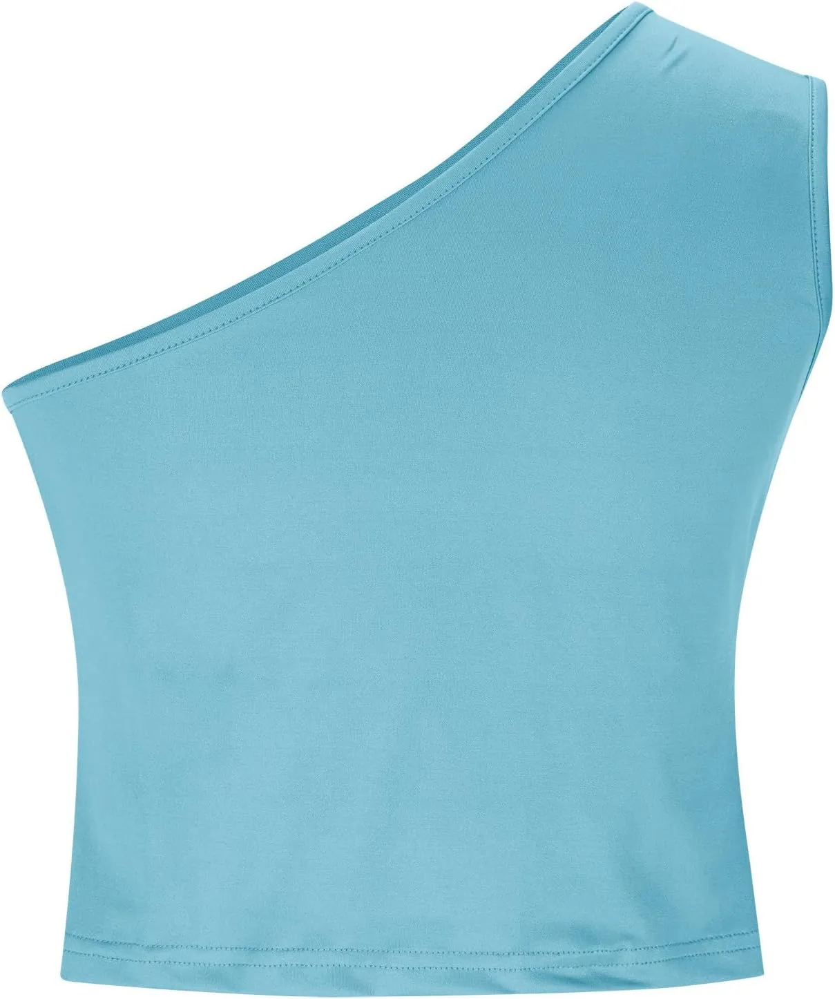 Going Out Tops for Women Sexy One Shoulder Double Lined Trendy Y2k Crop Tops Stretch Slim Fit Sleeveless Tank Top