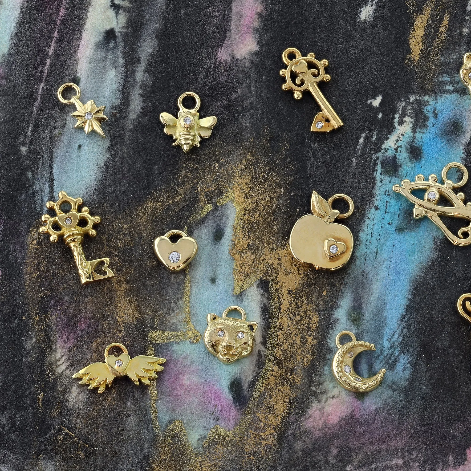 Gold & Diamond Chubby Heart Charm