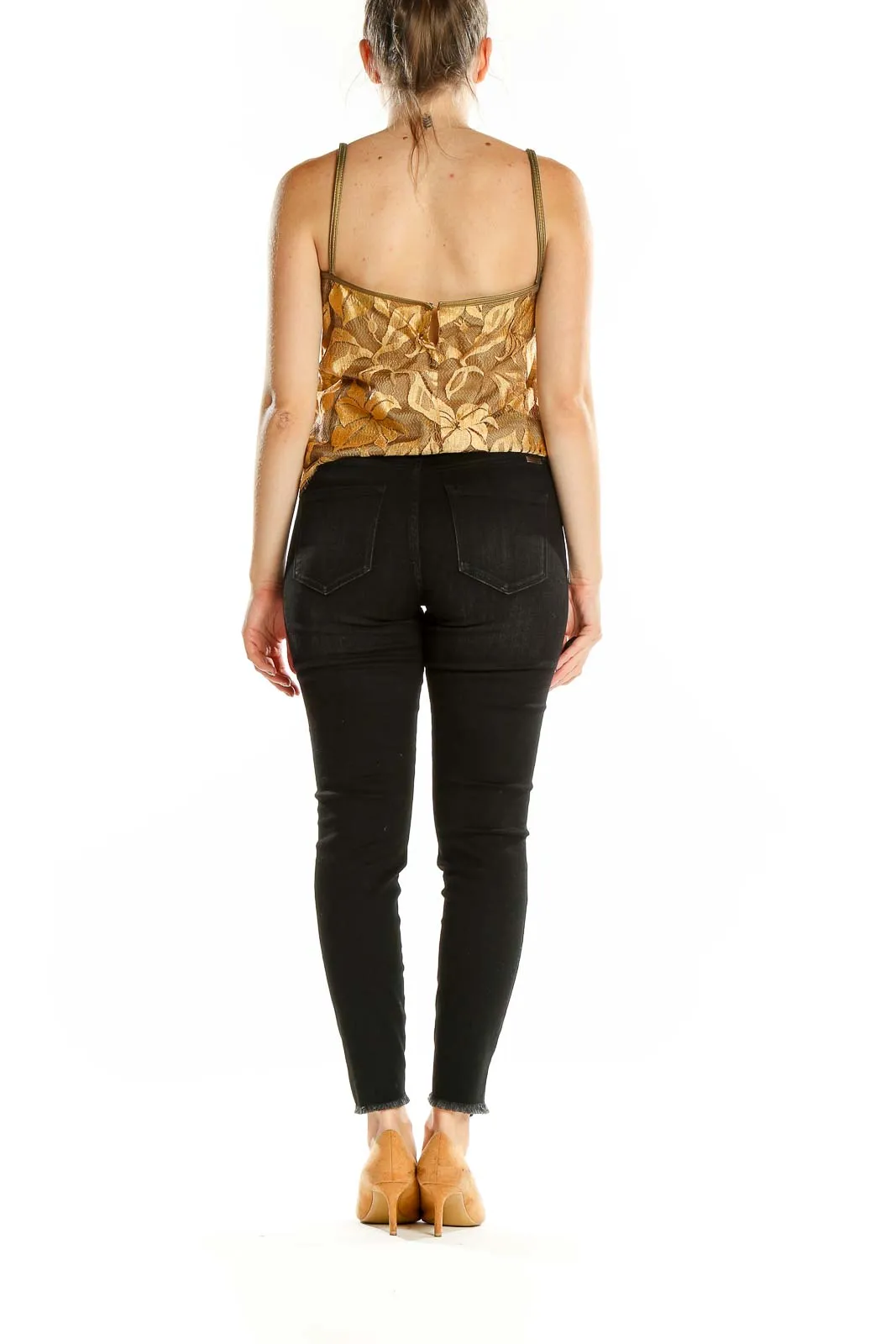 Gold Floral Lace Crop Top