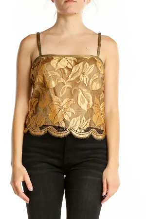 Gold Floral Lace Crop Top