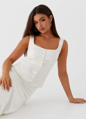 Golden Skies Bustier Panel Top - Ivory OdorResistantFinish Golden Skies Bustier Panel Top - Ivory Stay Cool Technology