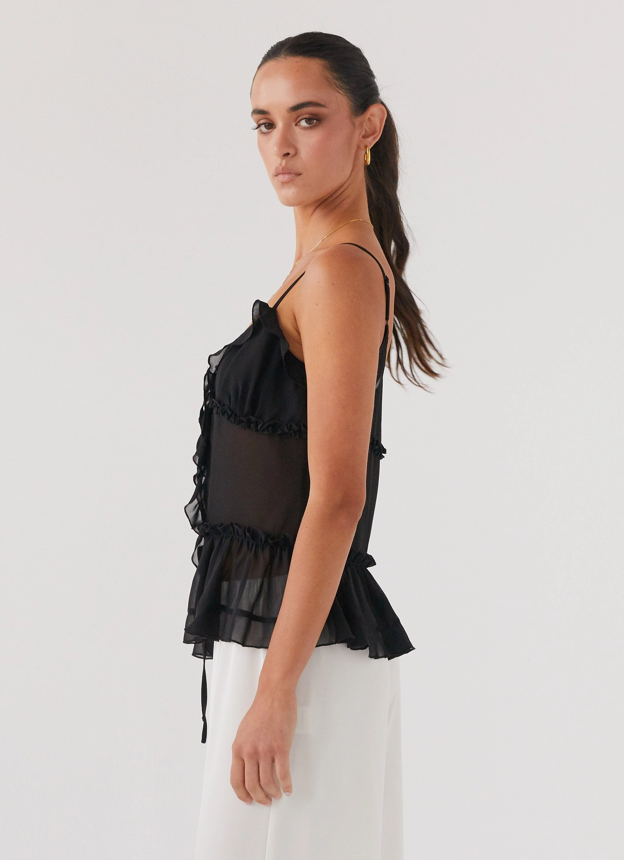 Got It Bad Frill Cami Top - Black Modern Design