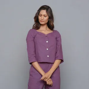 Grape Wine Warm Warm Cotton Flannel Sweetheart Neck Top