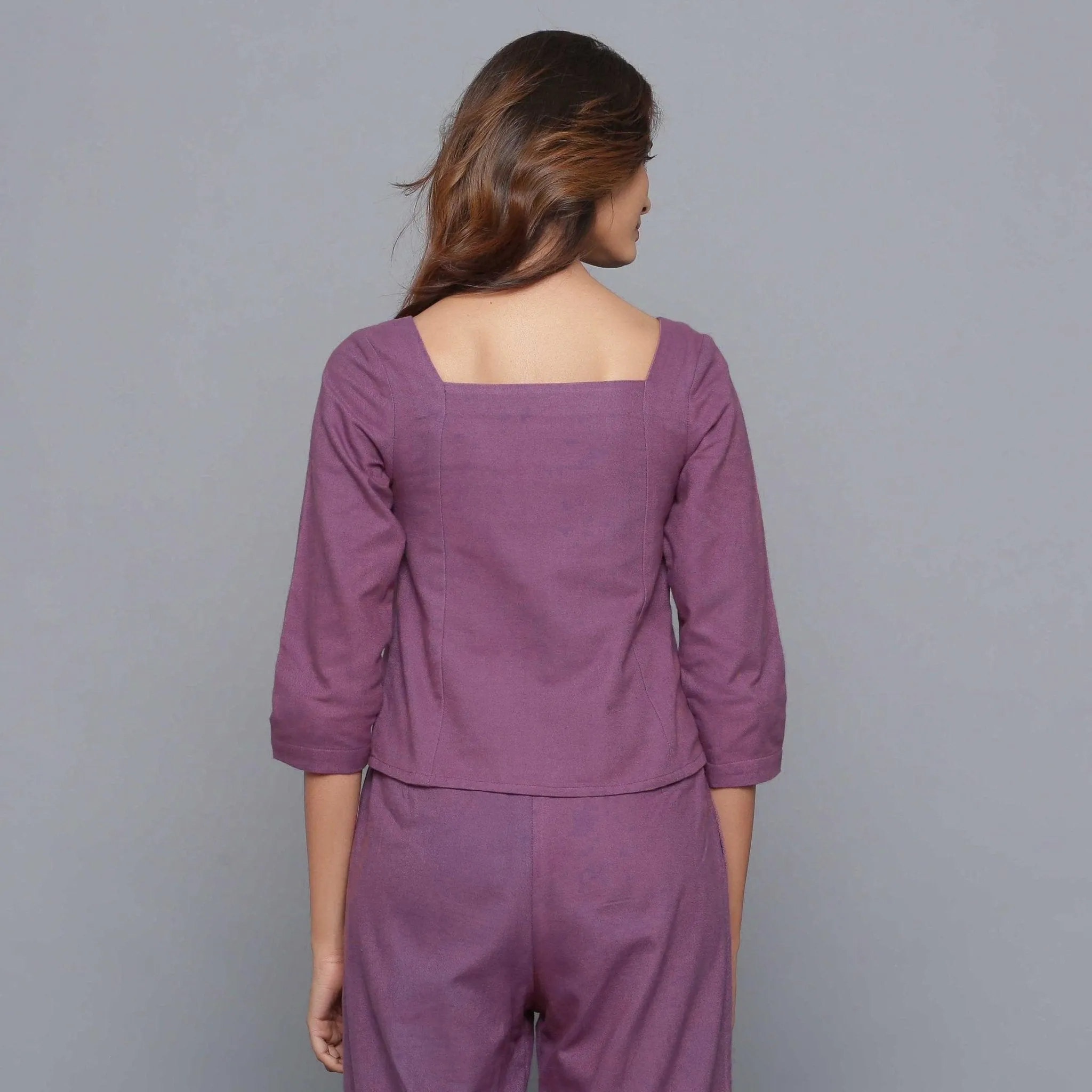 Grape Wine Warm Warm Cotton Flannel Sweetheart Neck Top