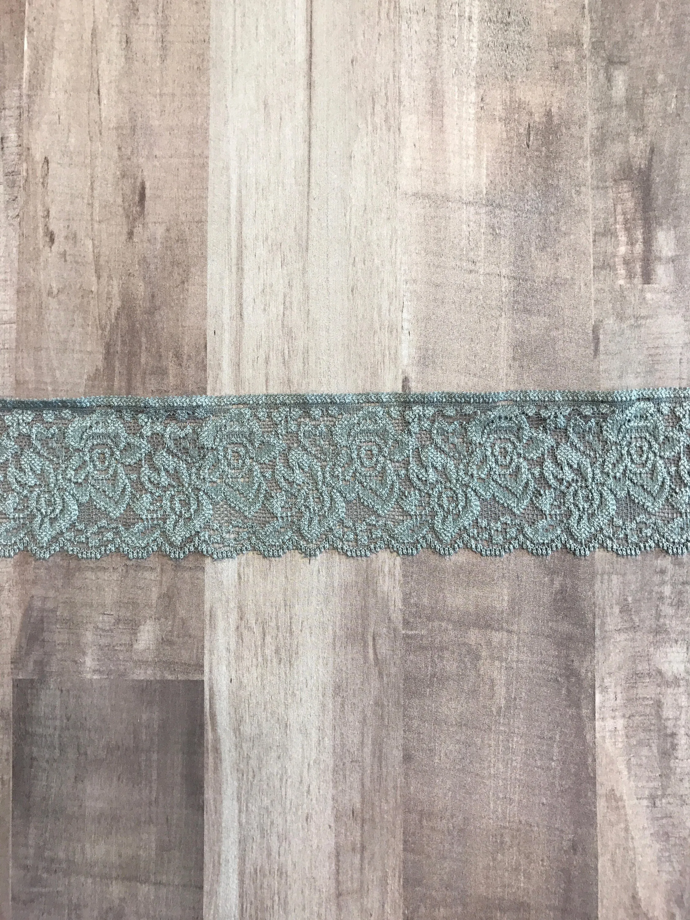 Gray 2.25" Wide Stretch Lace