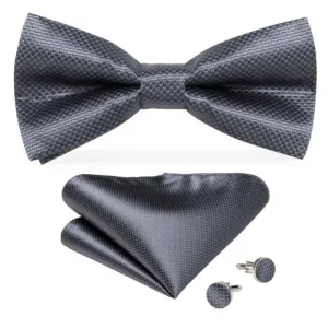 Gray Geometric Ovals Matching Bowtie Set (3pc)