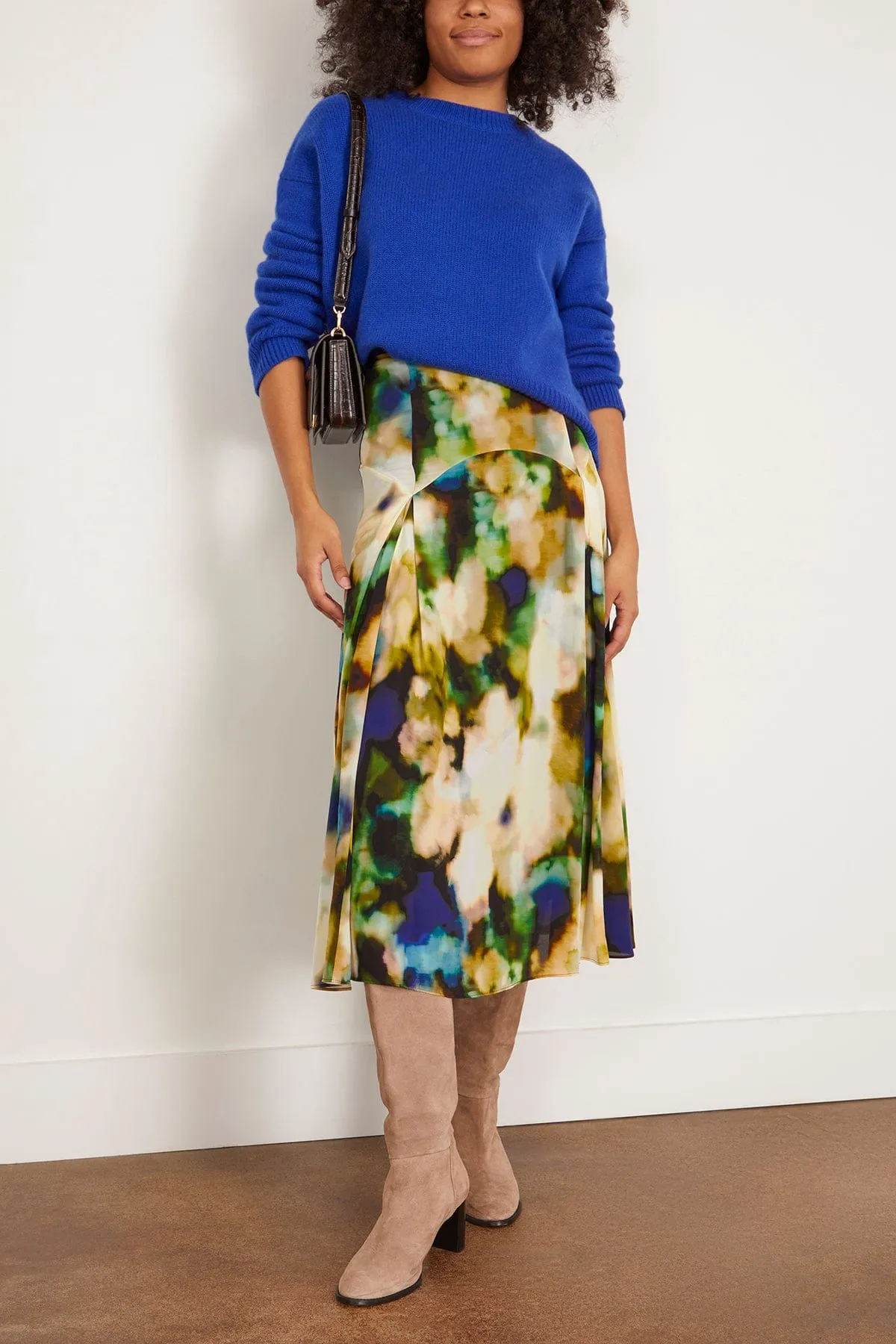 Gray Skirt in Blurred Floral