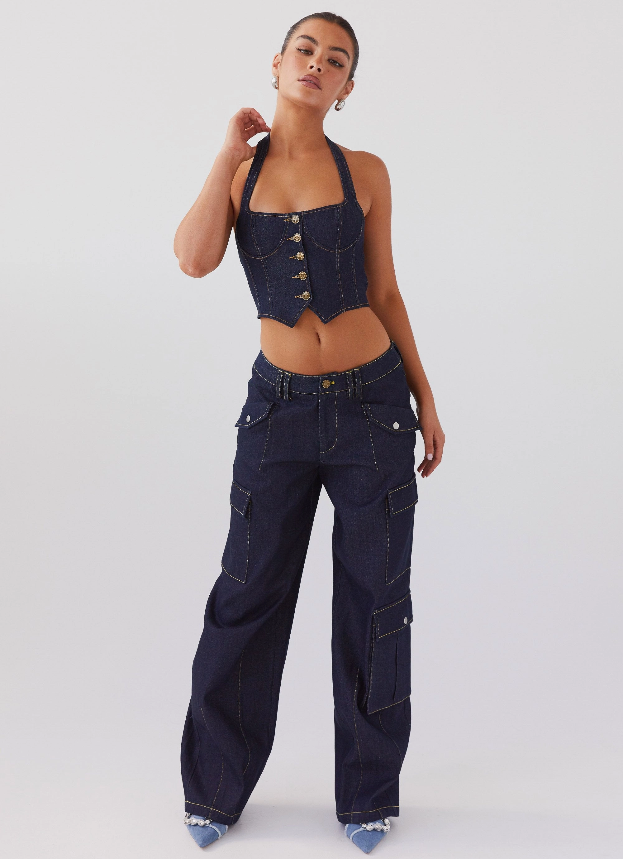 Water-resistant Freedom Move Greedy Denim Cargo Pants - Indigo