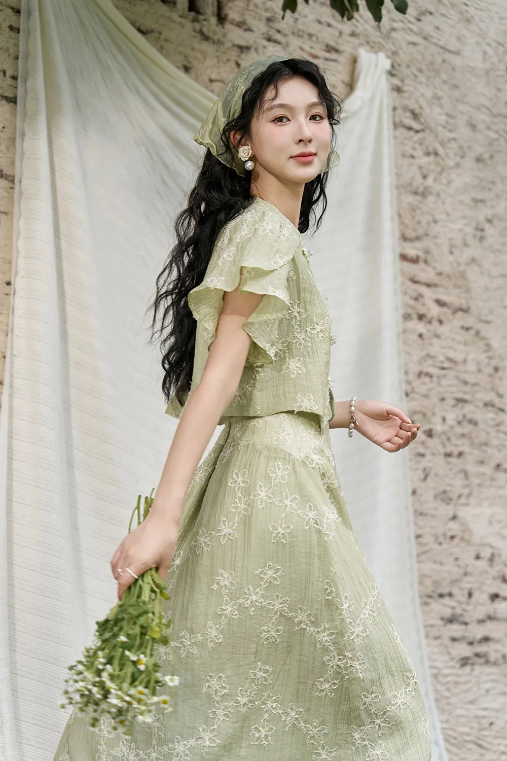 Green Blouse and Skirt Set Separately Sold
