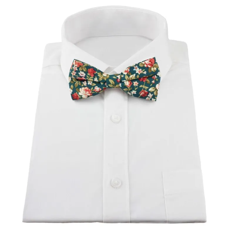 Green Floral Bow Tie