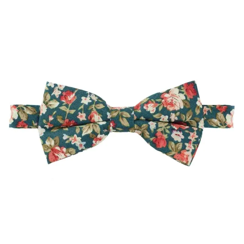 Green Floral Bow Tie