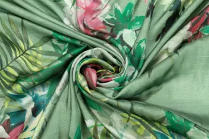 Green Floral Italian Viscose
