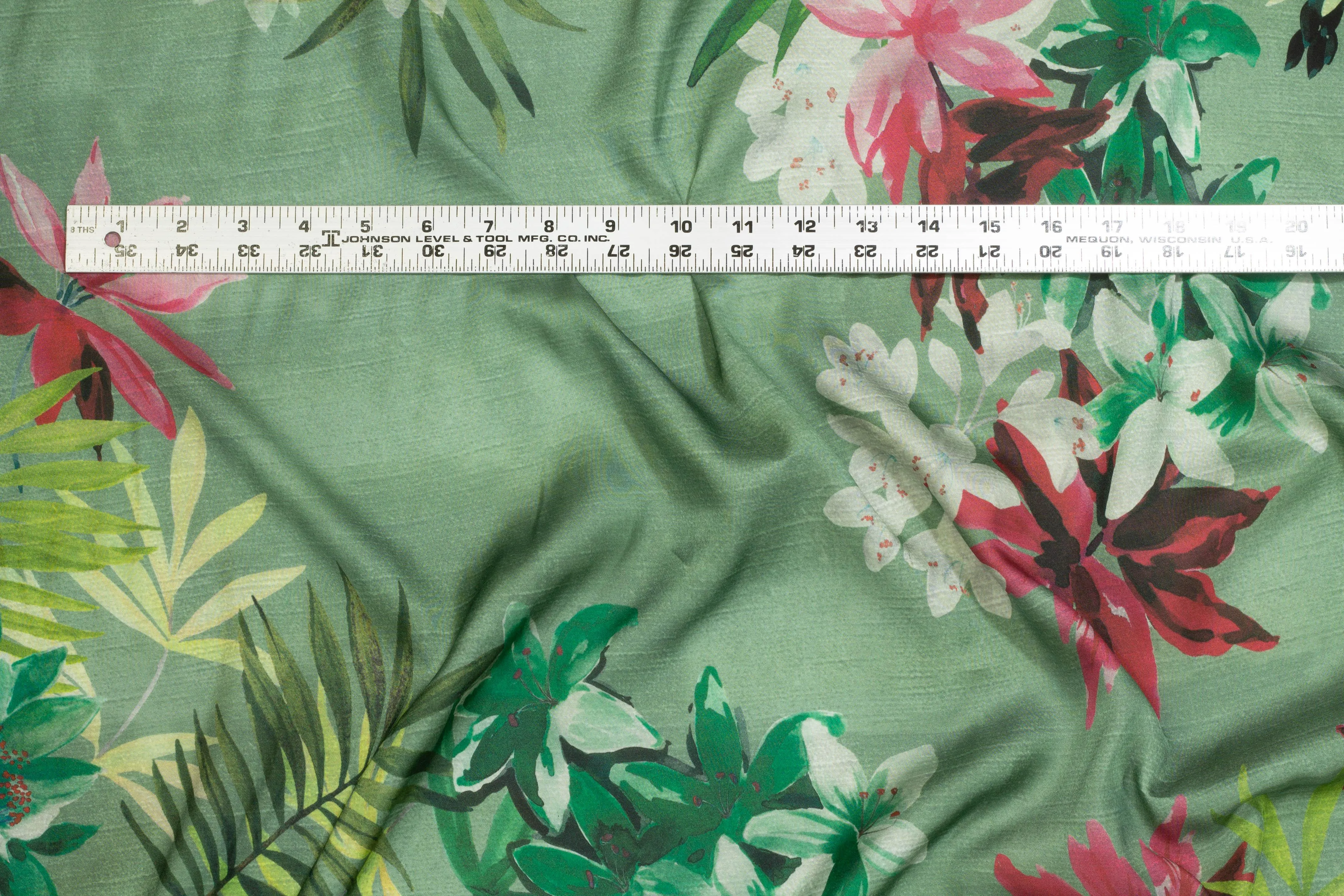 Green Floral Italian Viscose