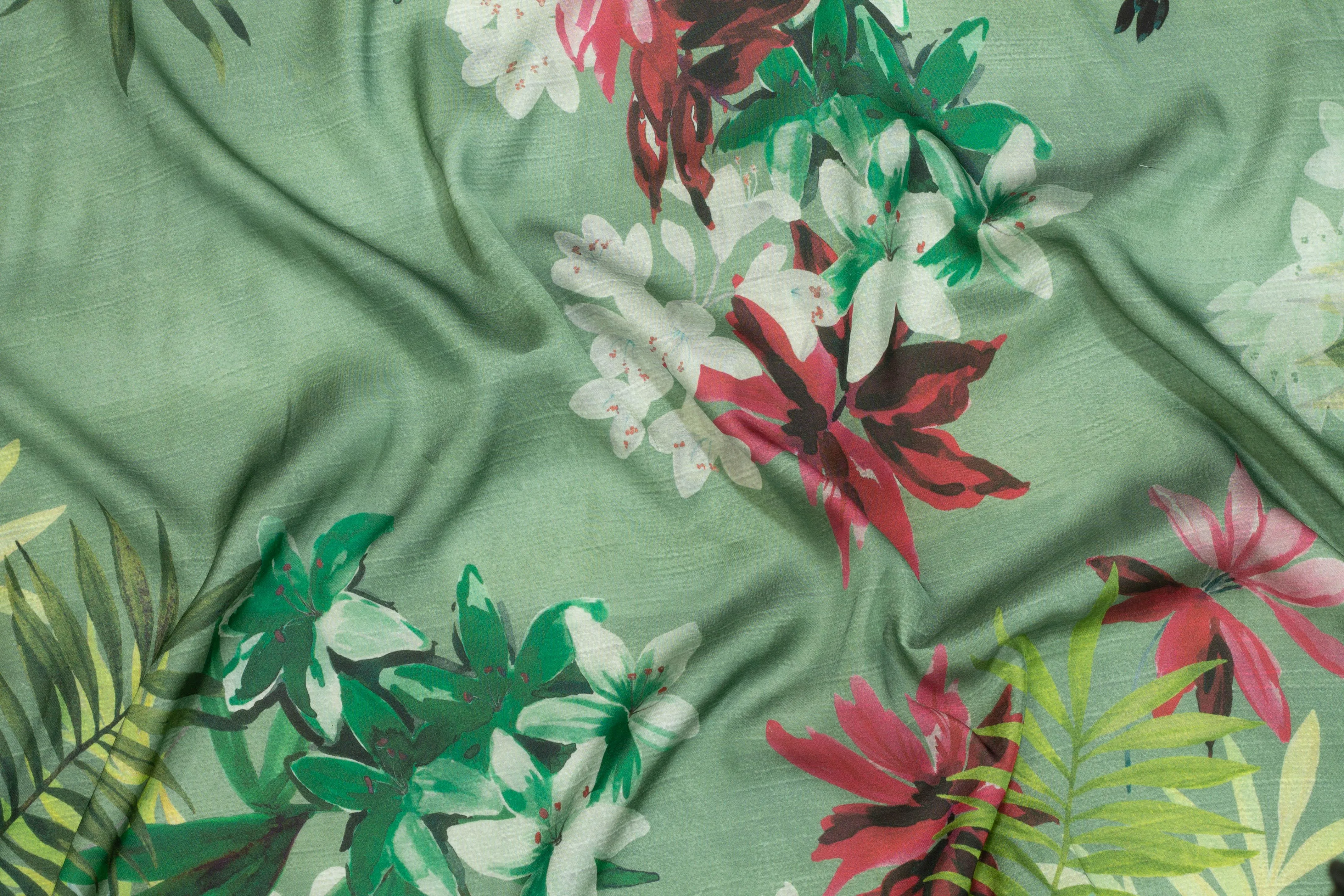 Green Floral Italian Viscose