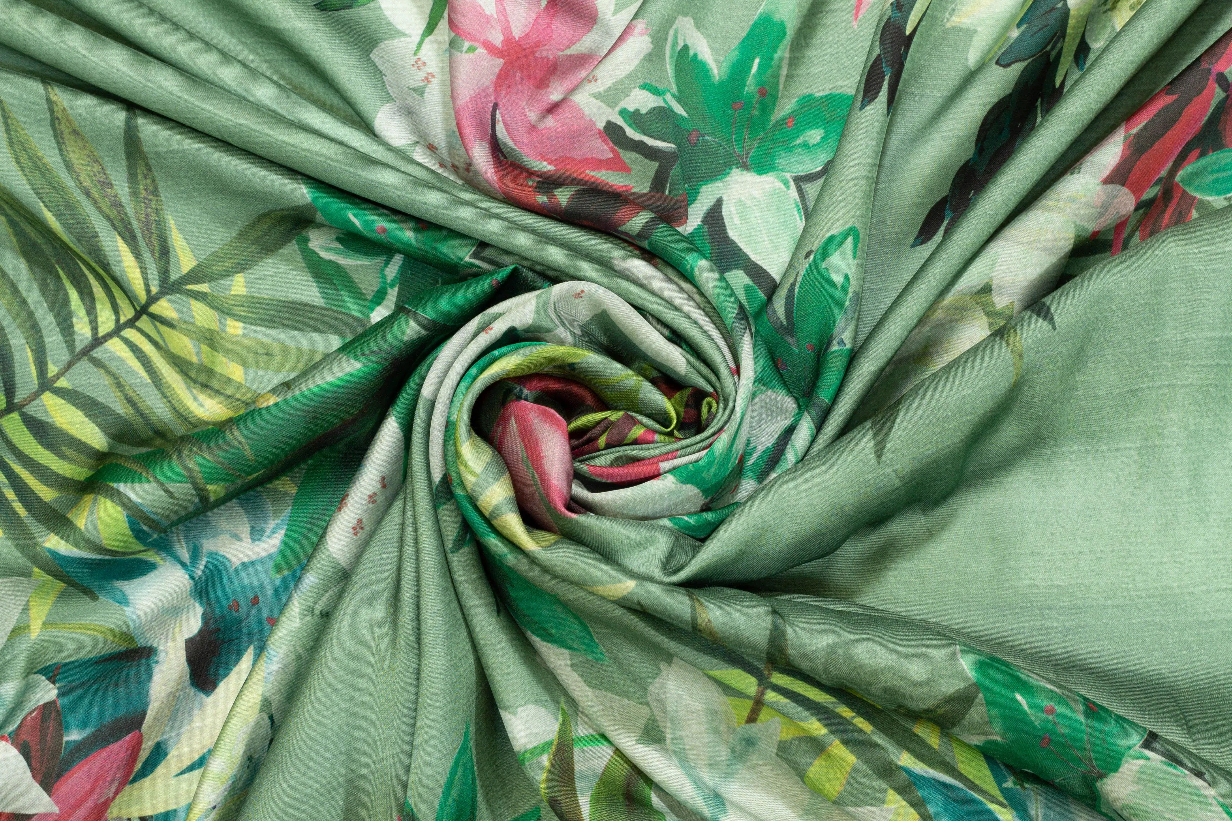 Green Floral Italian Viscose