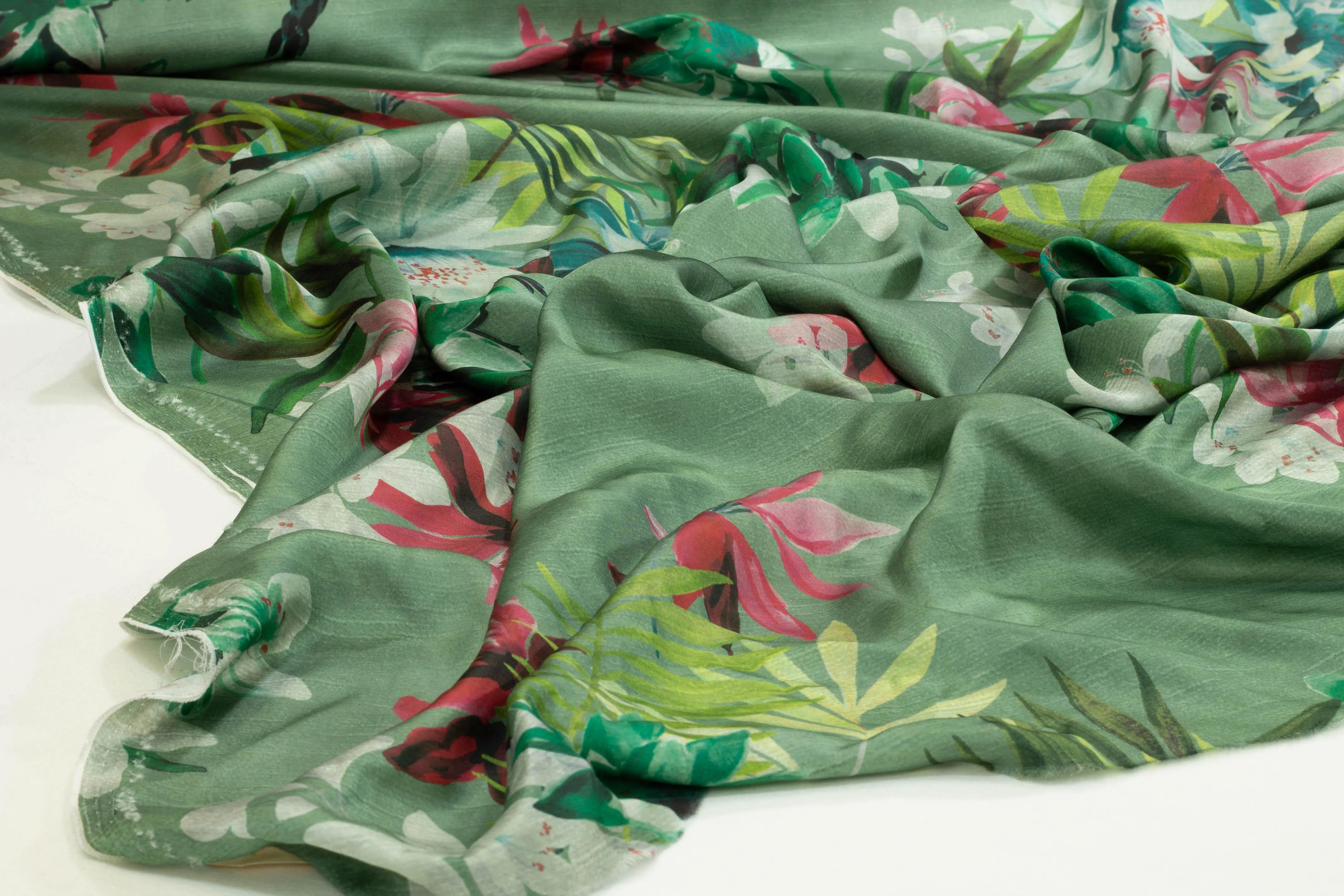 Green Floral Italian Viscose