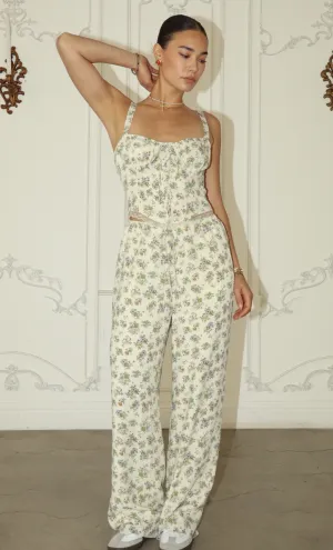 Green Floral Pants   Top Set of 2