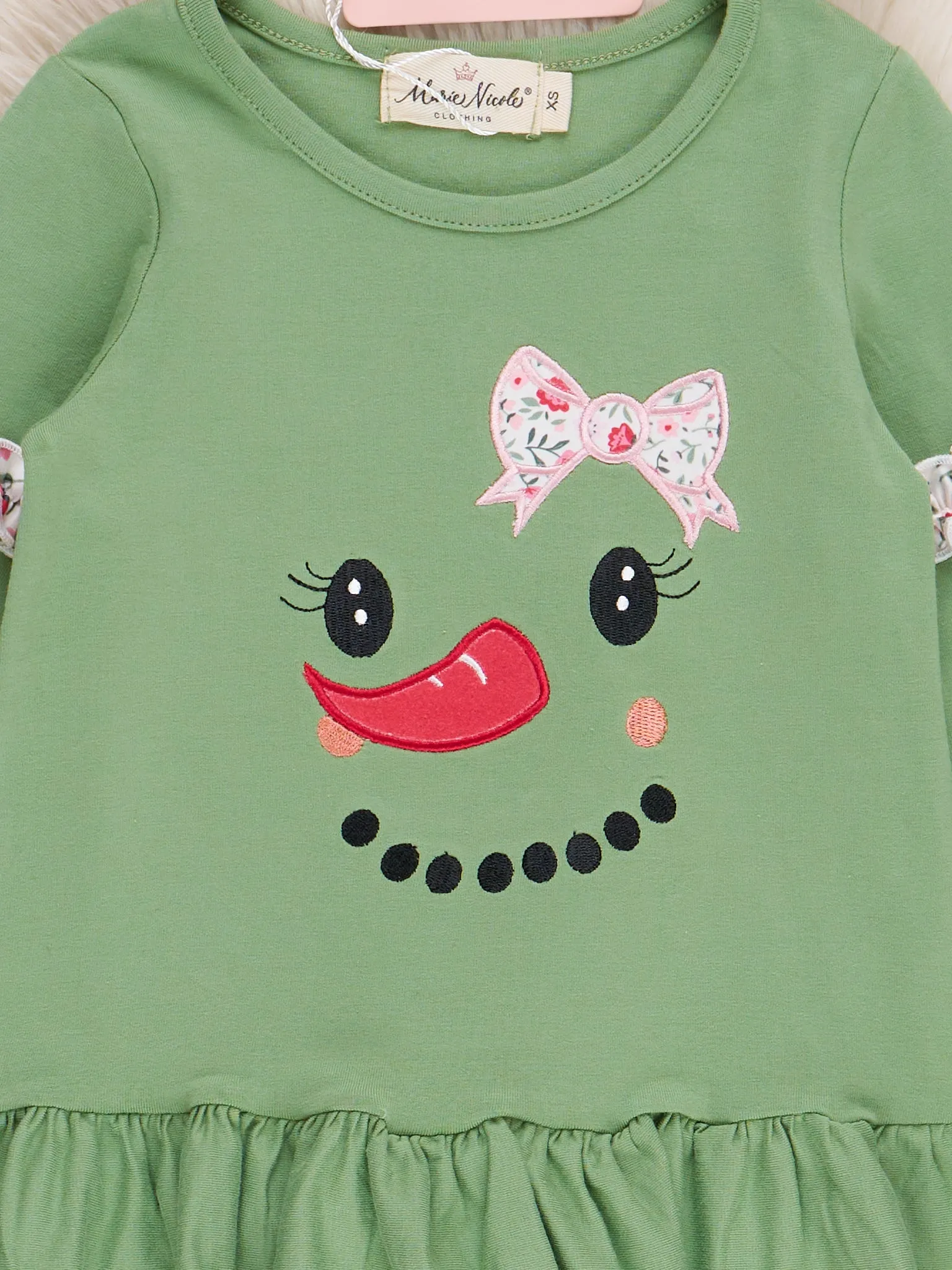 Green Floral Snowgirl Ruffle Outfit
