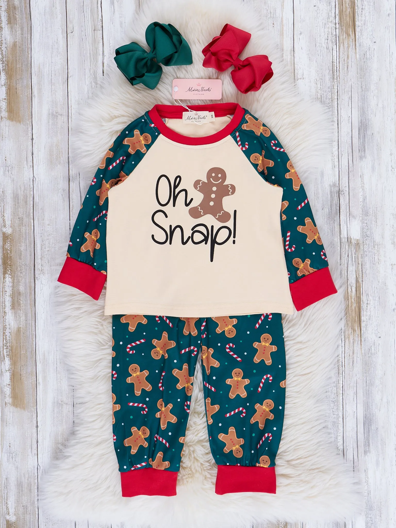 Green Ginger Snap Raglan Family Pajamas