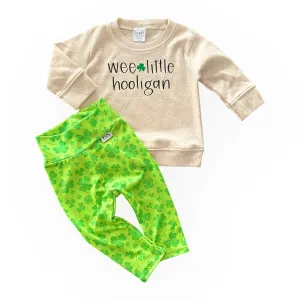 Green Shamrocks and Cream 'Wee Little Hooligan' Lounge Set