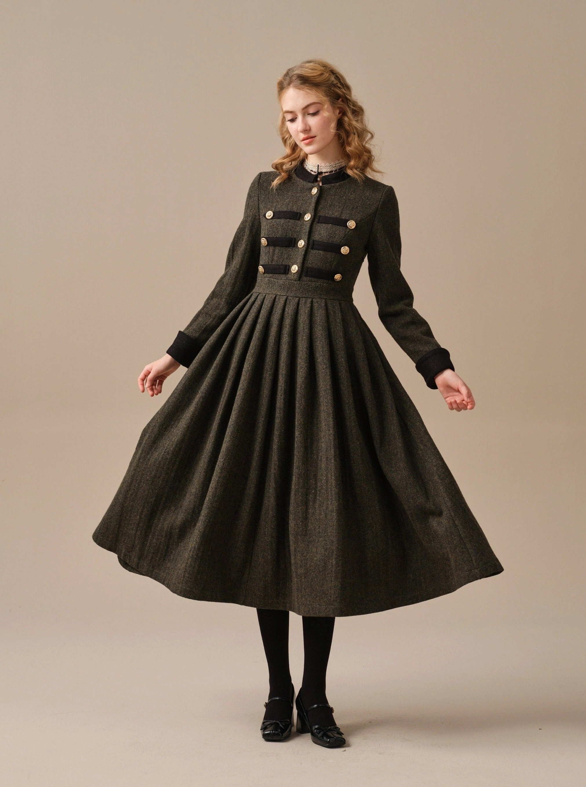 Willow 27 | green wool dress Non Restrictive Fit