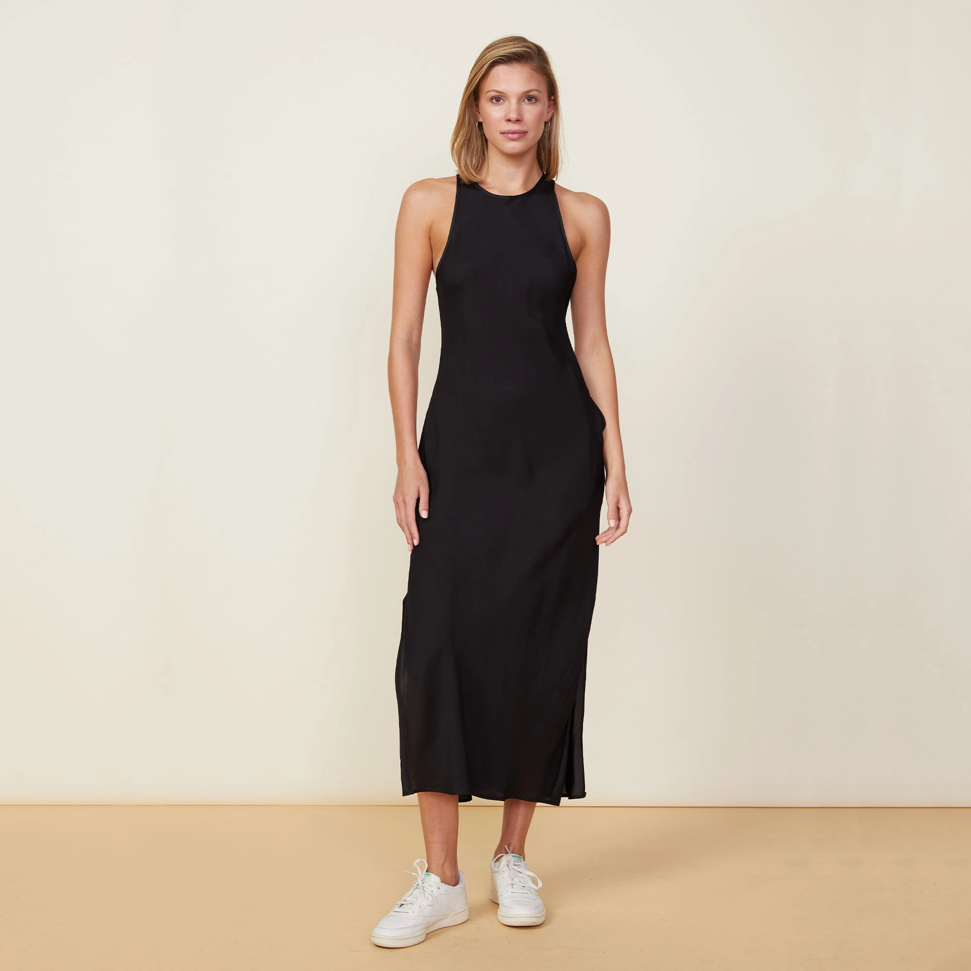 Silky Maxi Dress Placket Detailing