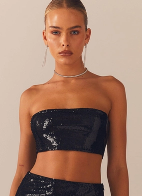 Grid Texture Weave Emma Sequin Bustier - Black Emma Sequin Bustier - Black AllSeason Wearability