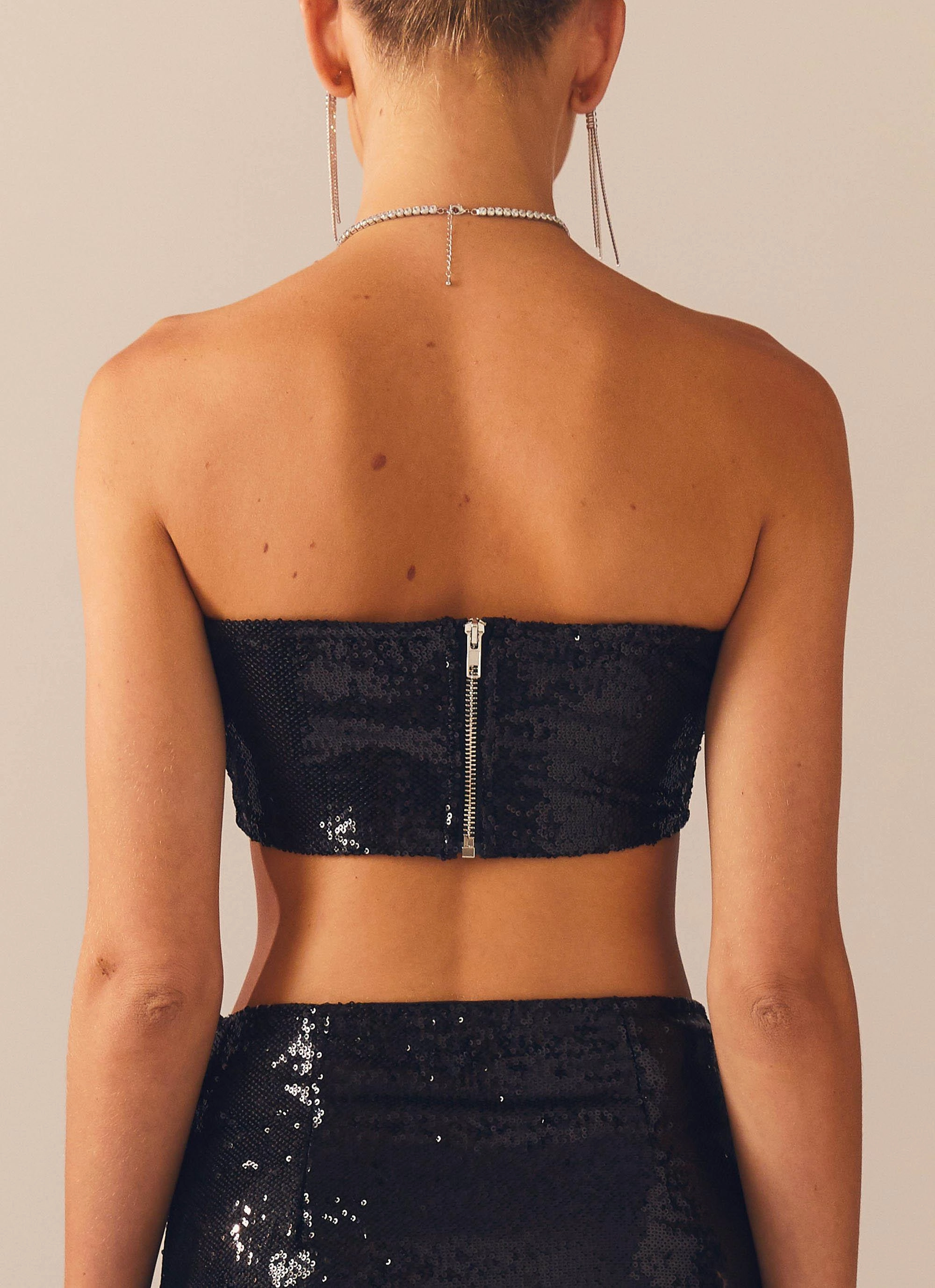Cozy Wear Emma Sequin Bustier - Black